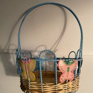 Butterfly Basket, cottagecore/shabby chic/nursery/little girl’s room. Metal
